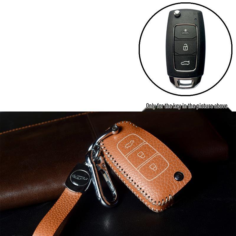 Real Leather Case for Modified Folding Keys: Compatible with Xiongbing Kia, Honda, Toyota, Iron General Remotes