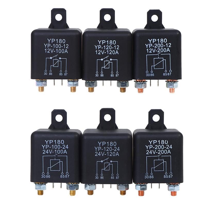 High Current 4 Pin Car Relay 12V 24V 200A 120A 100A Car Truck Motor Automotive Relay Continuous Type Automotive Car Relays Relays 5