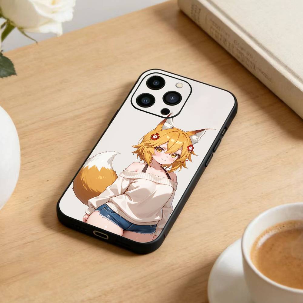 

The Helpful Fox Senko-san Senko Phone Case For iPhone17,16,15,14,13,12 Plus,Max Soft Silicone Black Cover iPhone11PROMAX
