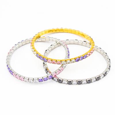 Stainless Steel Personalized Niche Style Diy Bracelet Inlaid With Multi-Color Zircon Titanium Steel Gold-Plated Elastic Rope Bracelet