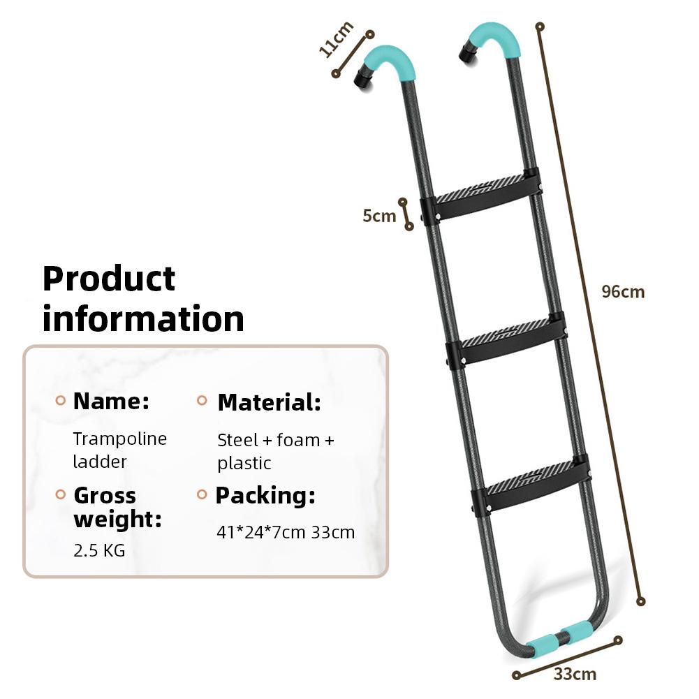 Trampoline Ladder 3 Steps Wide Trampoline Ladder Kit Safety Heavy Duty Steel 16FT Trampoline Replacement Accessories