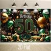 2D Black Green Gold 50th Birthday Backdrop 50 Years Old Photo Booth Prop