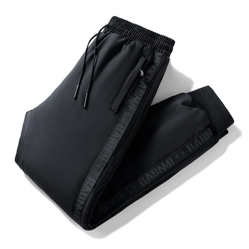 Men's Winter Waterproof Thickened Padded Pants - Straight Leg, Lambswool Lined, Plus Size, Casual Outerwear