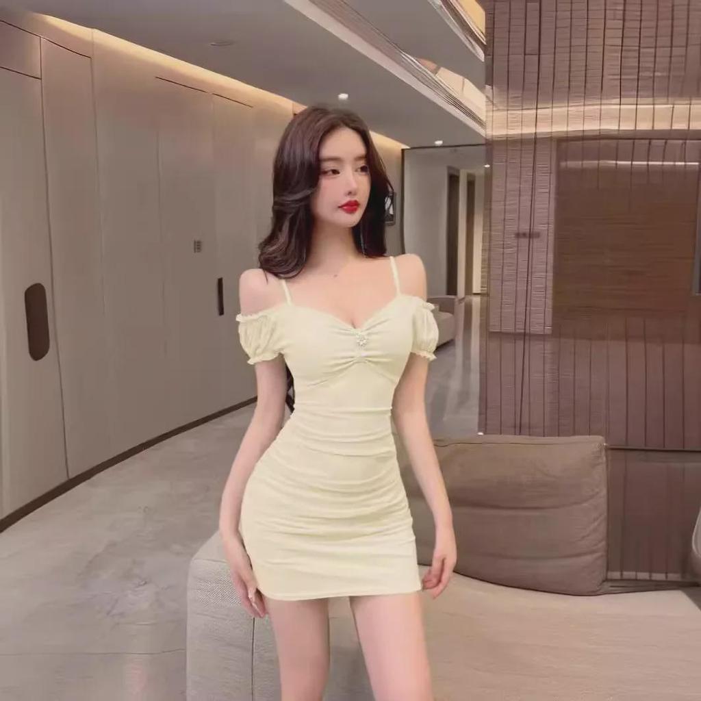 Low-Cut Mesh Sling Bodycon Dress for Women