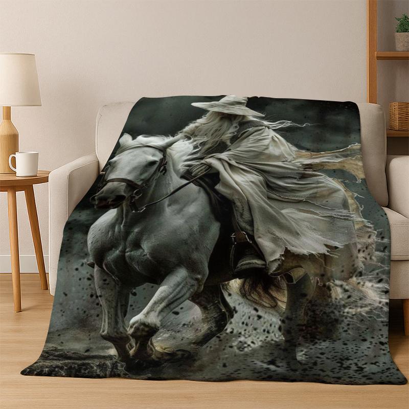 Movie L-Lord of The Rings H-Hobbit Flannel Blanket Soft Warm Blanket Throw Blanket for Bedroom Living Room Bed Picnic Gift Kid