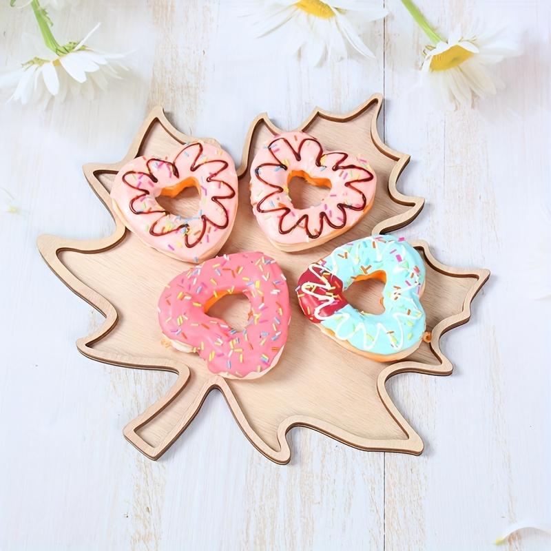 1pc Decorative Tray, Thanksgiving Day Wooden Tray, Maple Leaf Design Table Decoration, Thanksgiving Day Decoration for Home