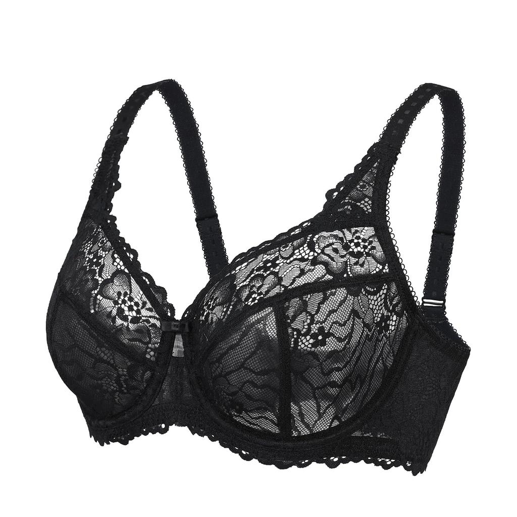 Large Size Floral Glamour No Sexy Lace Bra that Makes Your Breasts Look E80 [DELIMIRA] Bra, Lace, Bust, Underwired, Pads, Bra, Smaller, Black,