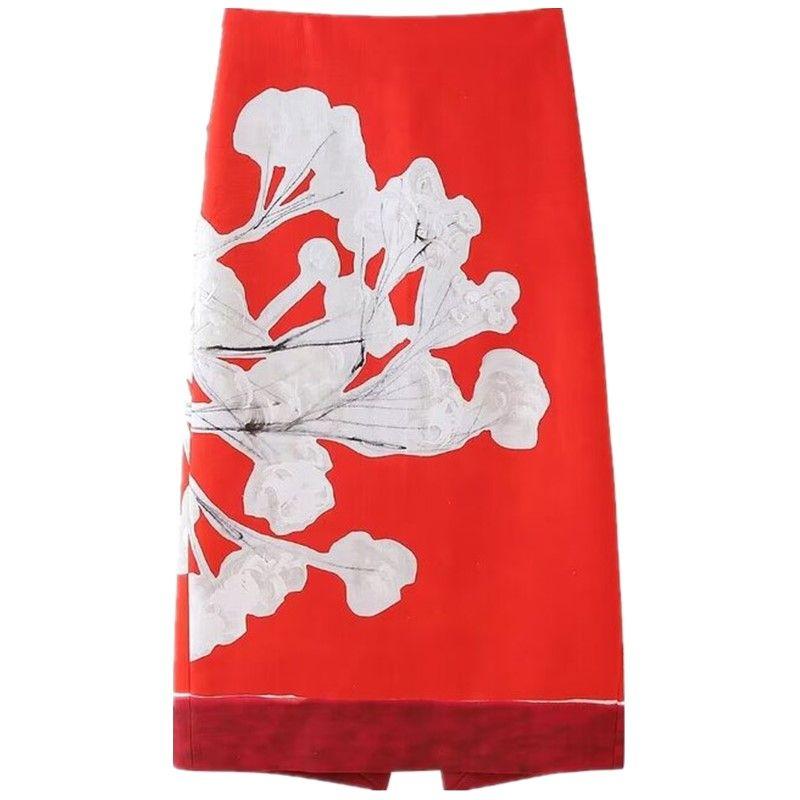 

Fashion Style 2024 Spring/Summer New Arrival Women s Stylish Linen Blend Mid Length Long Length Straight Skirt 2394161 094 Red L