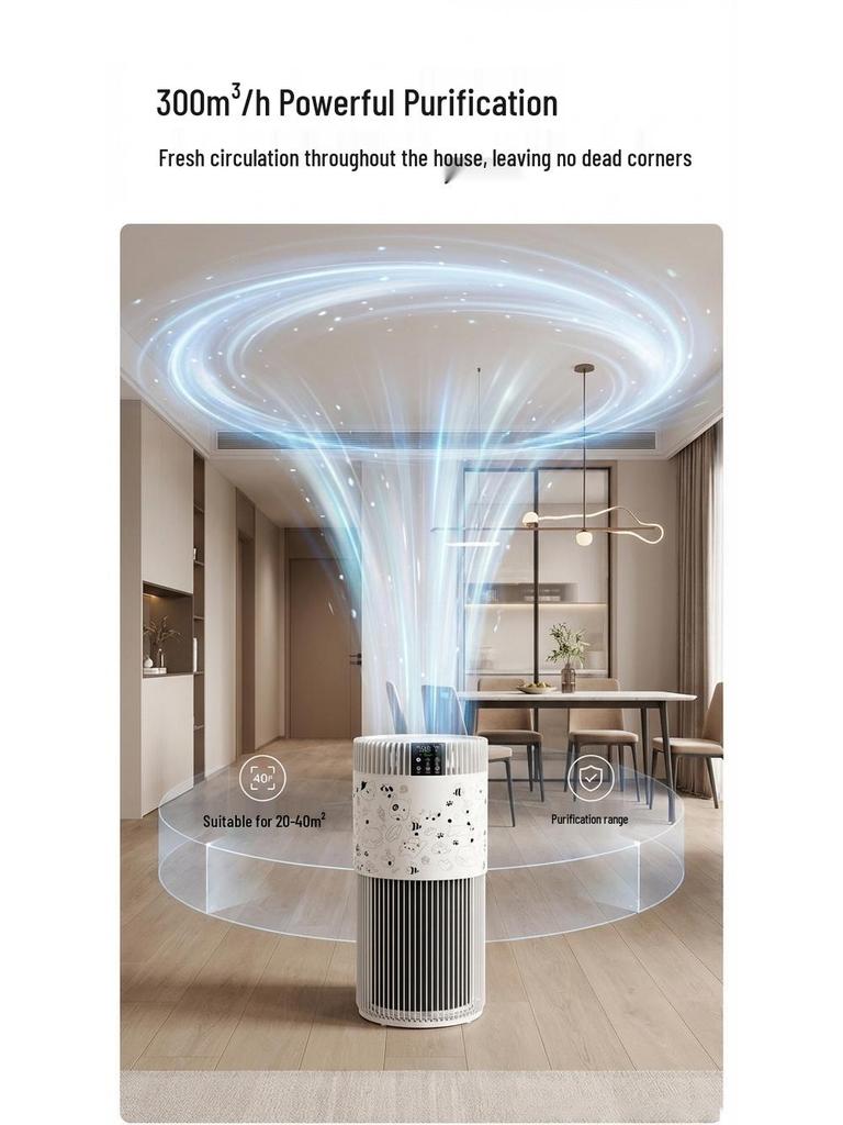 Pet Cat Hair Air Purifier with UV Sterilization - Allergen and Formaldehyde Removal, Mother-Baby Safe