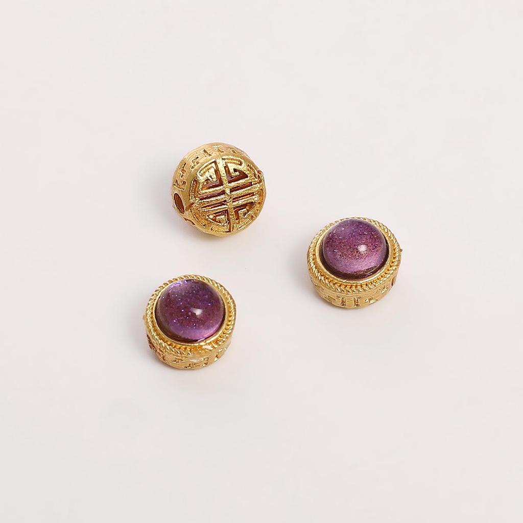 Handmade Copper Gold Spacer Beads: Zircon Jade Loose Gemstones for DIY Necklaces, Bracelets, Jewelry, and Pendant Accessories