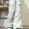 American Graffiti Star Wide Leg Pants for Women Summer Loose Slim Straight Utility Pants