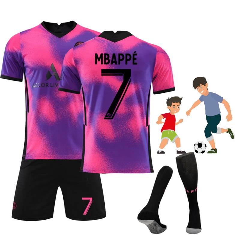 Stylish 2021 Paris Third Away Purple 7 Mbappe Football Kit 4 Ramos Jersey 30 Messi Suit Multiple Sizes