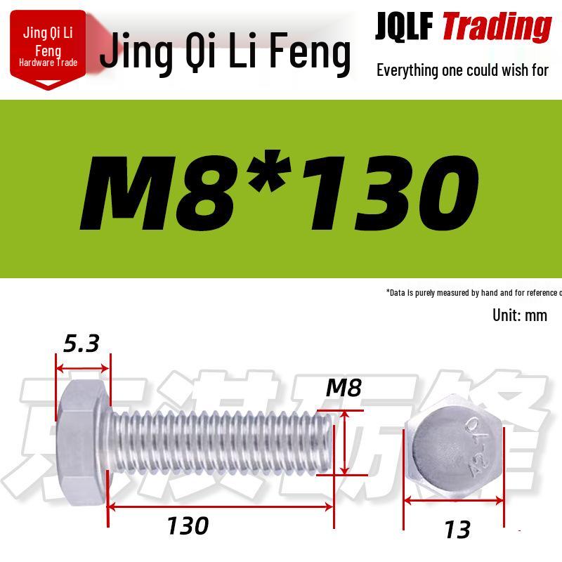 201 Stainless Steel Hex Head Full Thread Bolt: Wear & Corrosion Resistant, M4-M14 for Aerospace Machinery