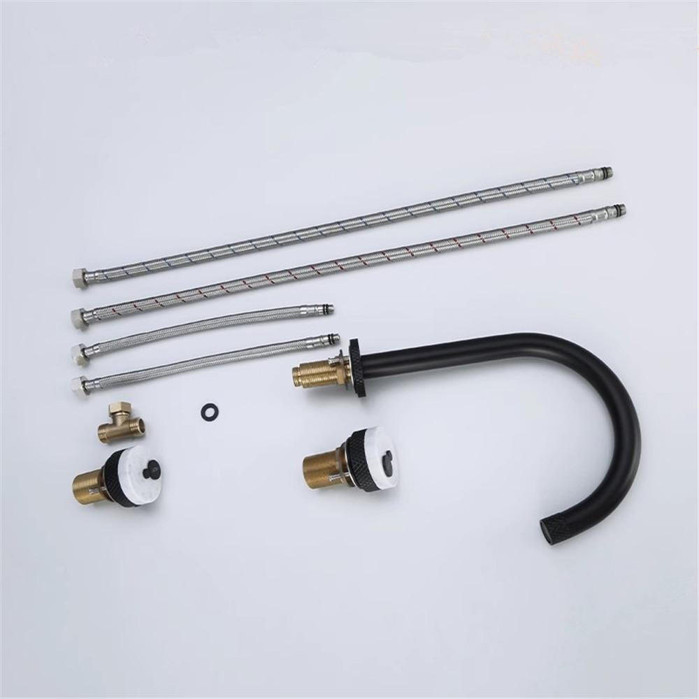 Black Bathroom Faucet Widespread Basin Faucet Sink Tap Brass Marble Bathroom Sink Faucet 3 Hole Brass Chrome Hot Cold Water Tap