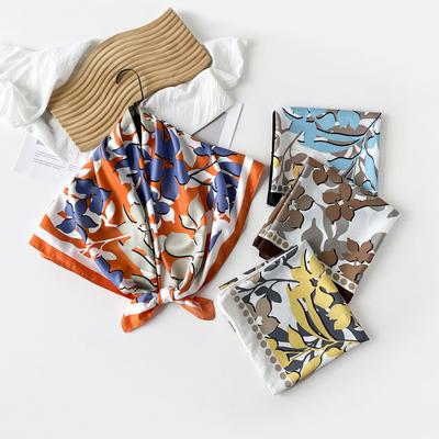 Großer Schal Floral Color-Blocking Modetrend Dünn Atmungsaktiv Schweißabsorbierend Stola Lässiger Seidenschal Haarknoten