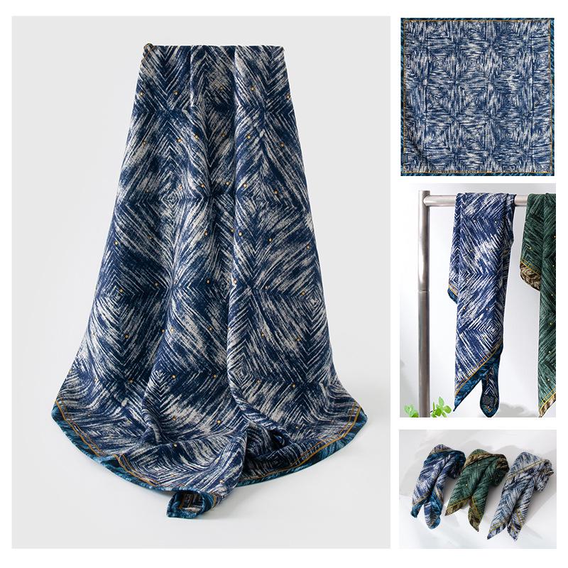 Silk Wool Women's Double-Sided Printed Scarf – Versatile Commuting, Sun Protection, Warm Shawl, Exquisite Self-Gift