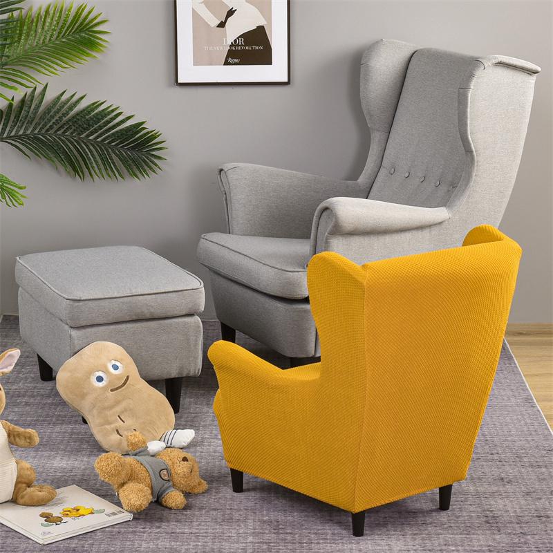 Kids Size Wing Chair Cover Small Jacquard Wing Back Sofa Covers Elastic Spandex Armchair Cover Furniture Protector Slipcovers