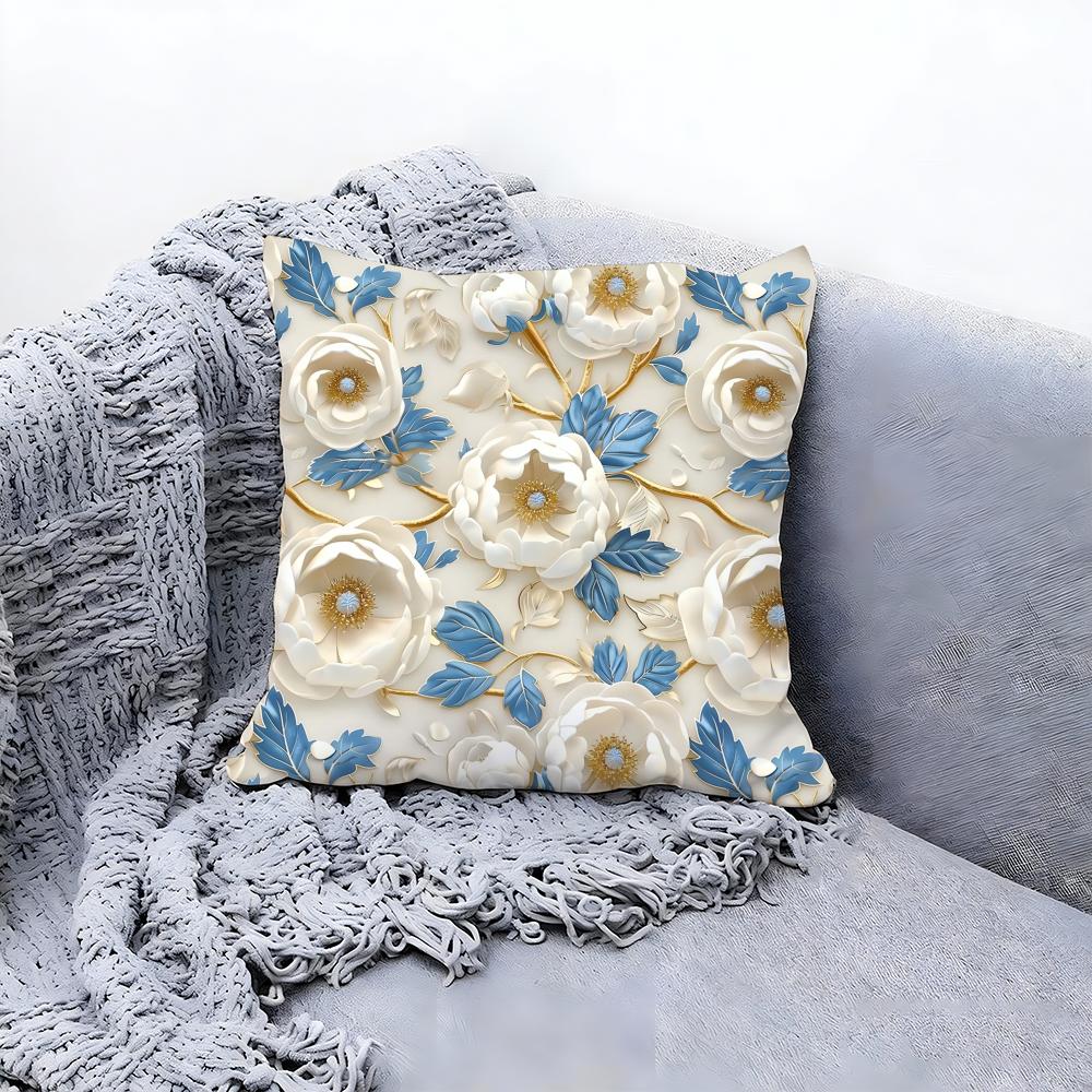 Pretty D Flower Pattern Decor Cushion Cover Premium Comfort Reversible Pillow Cove In One Design for Any Room  Car Interior