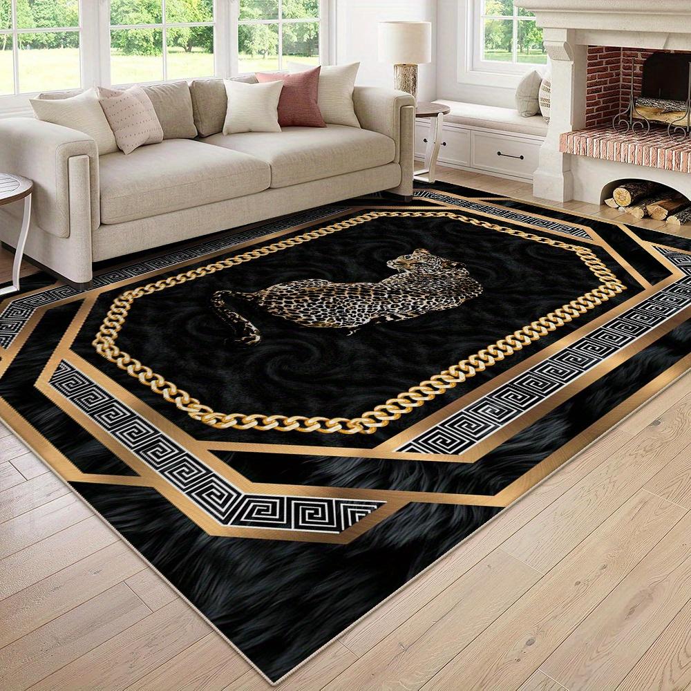 Luxurious Bohemian Carpet for Living Room Office Coffee Shop Resistant Home Mat for Bedroom Unique Striped Pattern Decorative