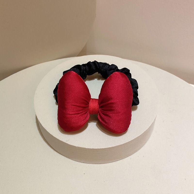 New Year Red Bow Hair Tie: Cute Elastic Scrunchie for Buns & Ponytails