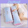 Pink Checkered Cartoon Bedside Cushion With Stitching Design For Dorm Room Comfort