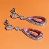 Huitan Elegant Pink Teardrop Zircon Dangle Earrings