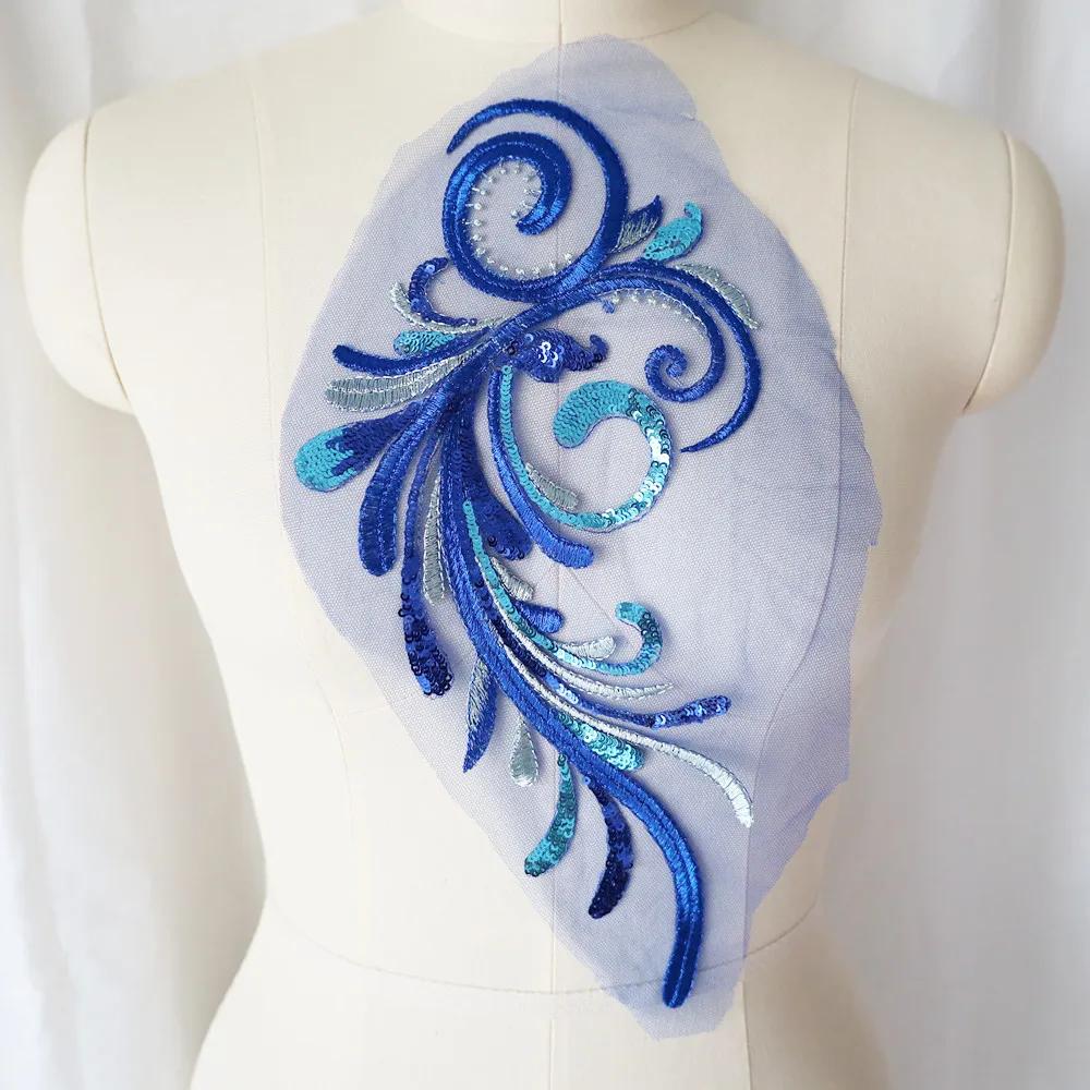 

Вышивка Блестки Цветок Аппликация Кружевная Отделка Сетка Воротник Для Свадебного Свадебного Платья Шитье Нашивка Декор Вечернего Платья DIY Поделки синий