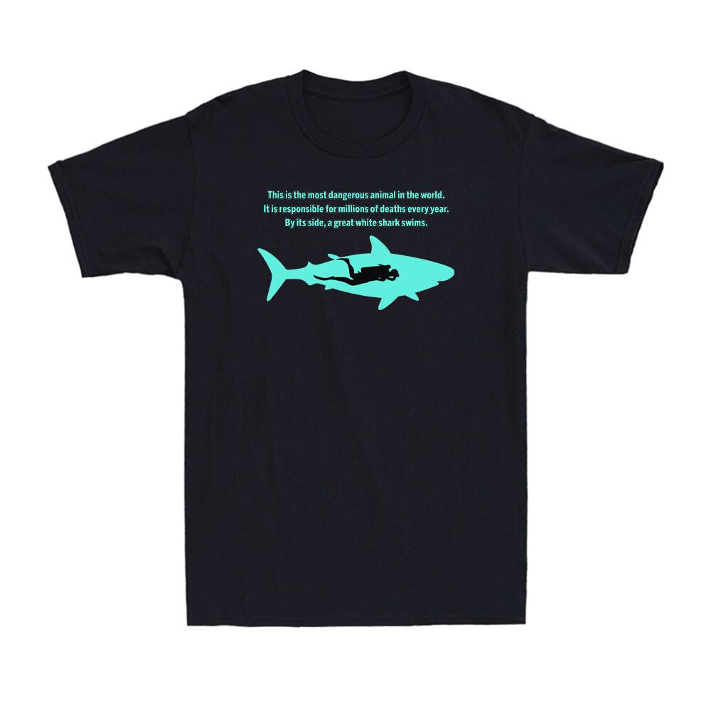 Dangerous Animal Diving with Great White Shark Funny Scuba Diving Men s T-Shirt S