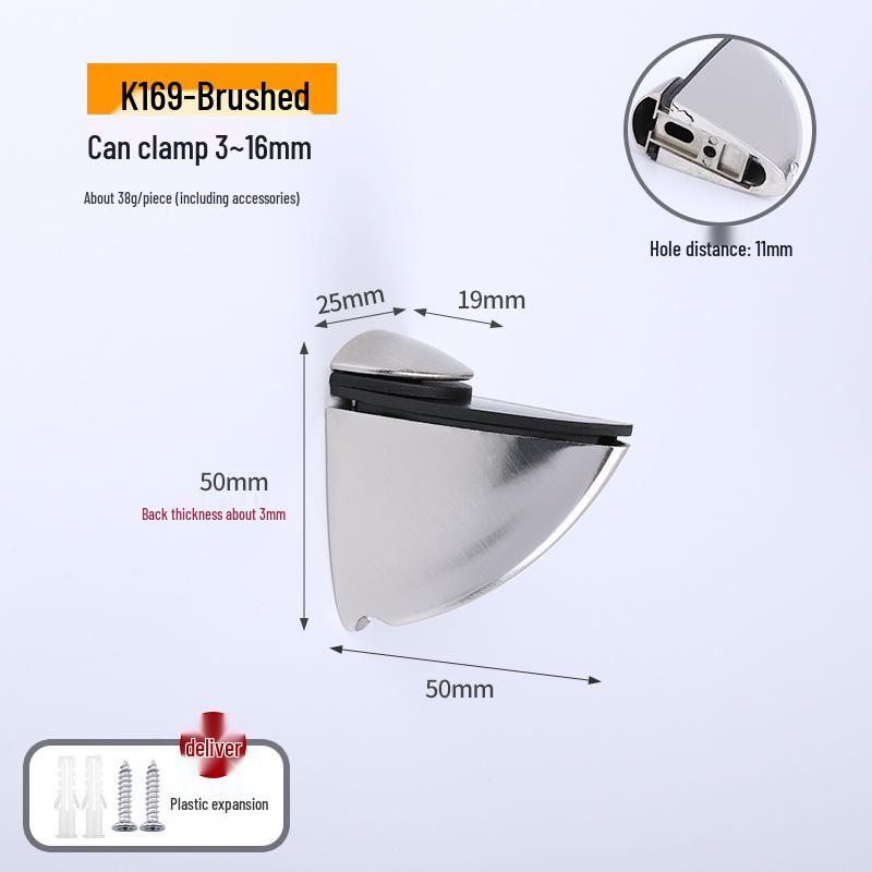 Zinc Alloy F-Shaped Glass Clip: Bathroom/Kitchen Shelf Support Bracket