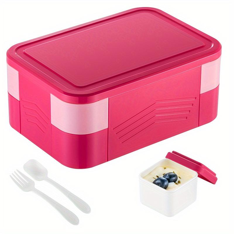 Bento Lunch Box Adult 2 Tier Lunch Box, 6 Compartments, Plastic Adult and Youngsters's Work School Lunch Box 1550ml