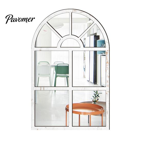 Adesivi Specchio da Parete Stile Boho Decorazione Finestra ad Arco, Specchio Finto Acrilico con Cornice in Legno, Adesivo da Incollare per Casa, Adesivo Autoadesivo per Vetro Finestra