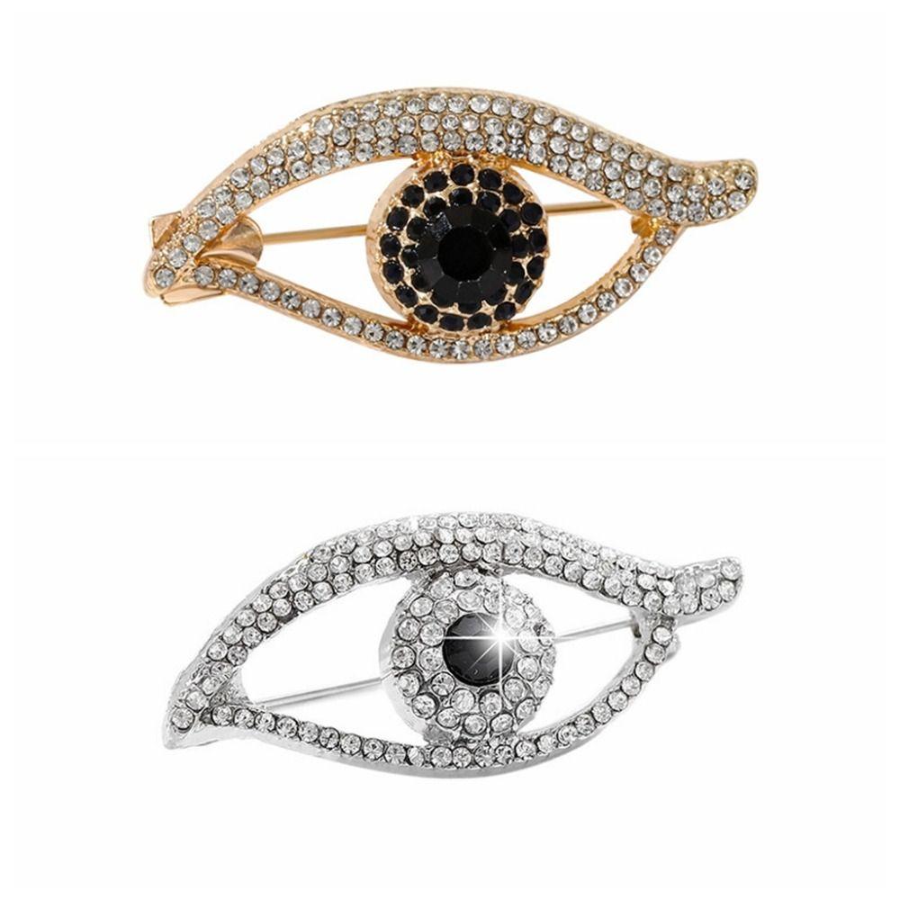 Crystal Pendant Devil Eye Brooch Pin Hollow Out Banquet Clothes Pin Clothes Accessories