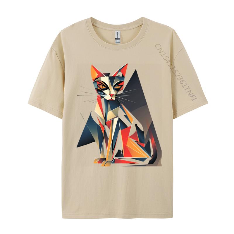 Geometric Cat Abstract Modern Art Print Tees Prevailing 3d Printed Cotton Unisex TShirt Cool Luxury Designer TShirts