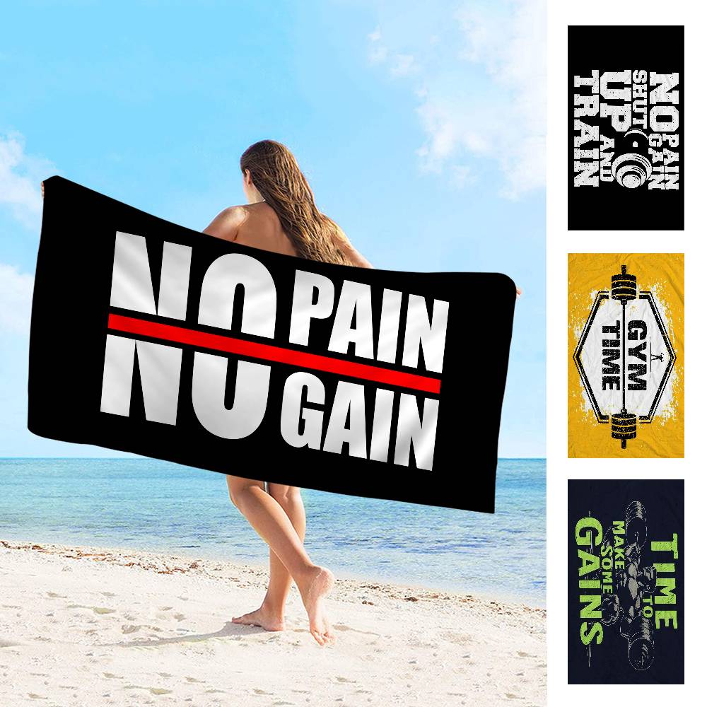Dalangpa White No Pain No Gain Big Microfiber Beach Towels Quick Dry Towel Sand Beach Towels Pool Towel For Travel Swim Pool Yoga
