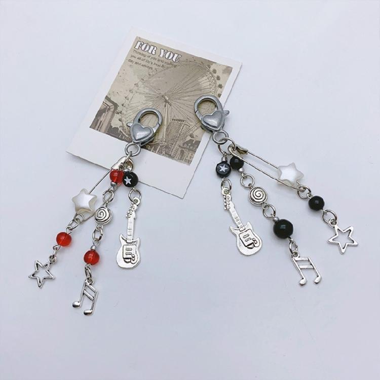 Rock Style Guitar Bead Bag Pendant Keychain Phone Charm Handmade Cute Keychain