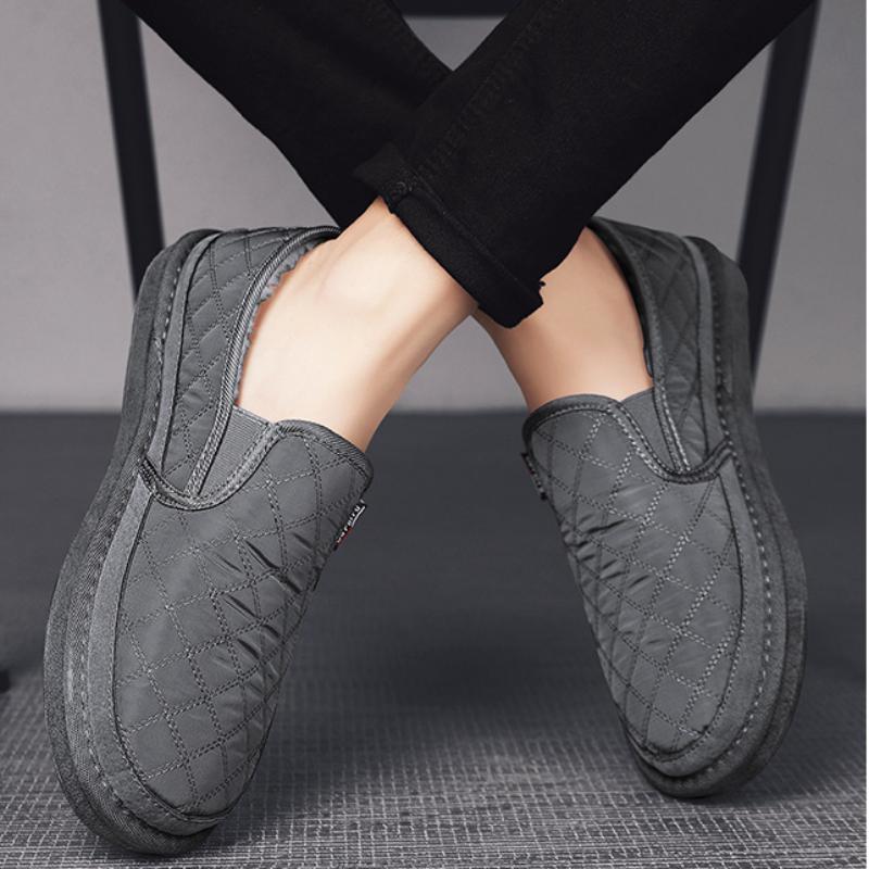 Fashion Winter Cotton Men Shoes Warm Slip on Lightweight Flat Shoes Plush Bedroom Home Cotton Loafers Winter Warm Shoe Zapatillas Hombre