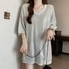 Large Size T-shirt Loose Comfortable  Ing Shirt Loose Versatile Casual T-shirt V-neck Short-sleeved Tops Female