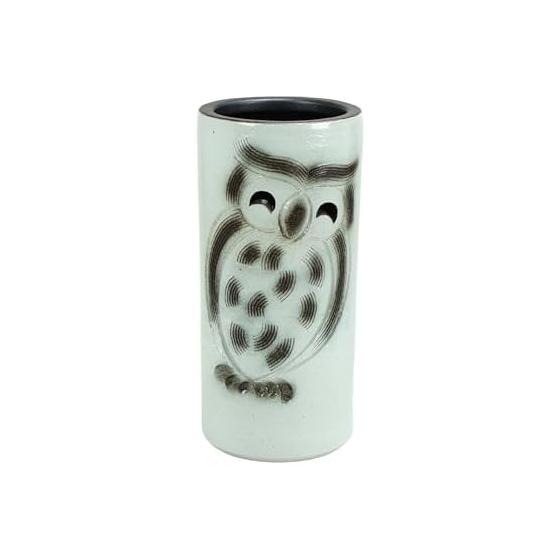 Tosato Shigaraki Ware White Owl Umbrella Stand UM16-003