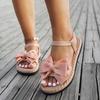 Fashion Women Sandals 2025 New Summer Lightweight Sandals Fashion Beach Casual Shoes Women Outdoor Bow Tie Flat Shoes Sandalias De Mujer