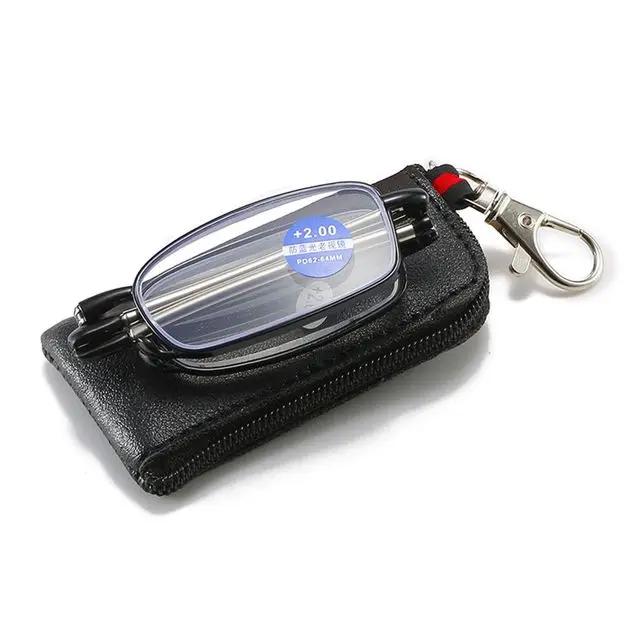 Folding Reading Glasses with Case Portable Telescopic Rotation Presbyopia Eyeglasses for Men Women Diopter Prescription