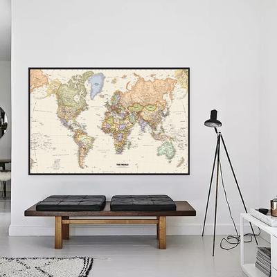 1ks Nástěnný plakát Mapa světa Průhledný tištěný obraz na plátně Dekorativní závěsný obrázek Kancelářské domácí školní potřeby Bez rámu