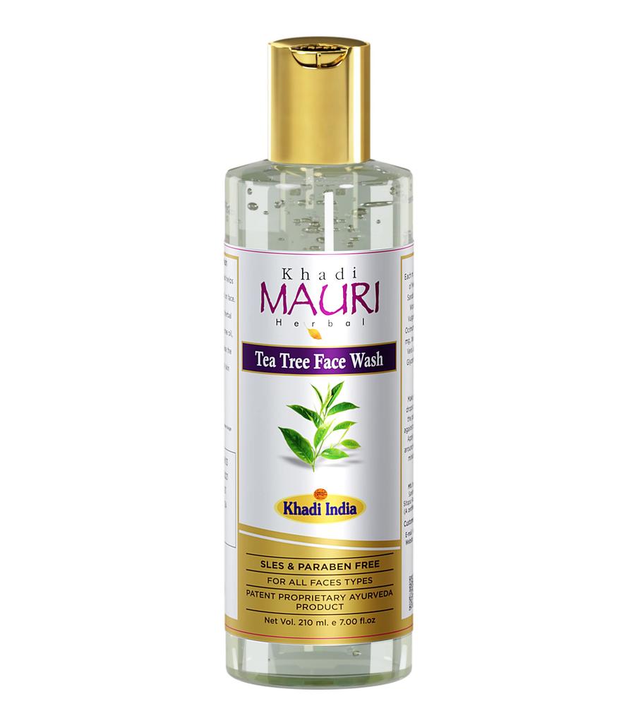 Khadi Mauri Herbal Tea Tree Face Wash SLES And Paraben Free For All Skin Types | Ayurvediv Skin Healer & Skin Glow | Enriched with Tea Tree & Basil