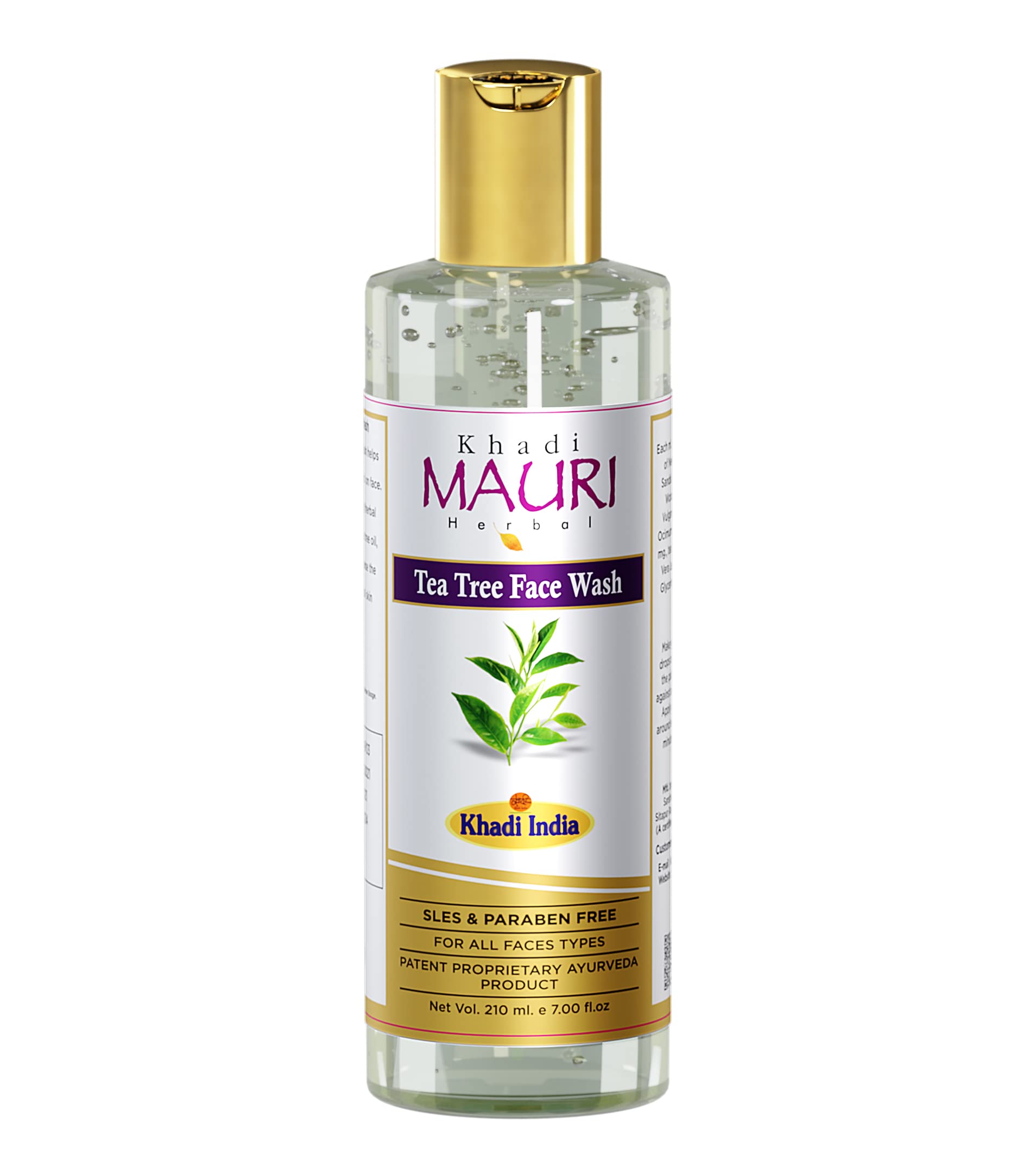 Khadi Mauri Herbal Tea Tree Face Wash SLES And Paraben Free For All Skin Types | Ayurvediv Skin Healer & Skin Glow | Enriched with Tea Tree & Basil