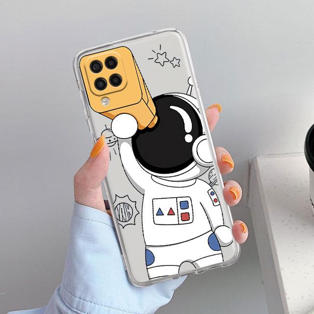 Case For Samsung Galaxy A52 A12 A51 A71 A32 A21s A22 A53 A23 A13 A03 A02 A41 A33 A11 A72 A73 Phone Cove Astronaut Cute