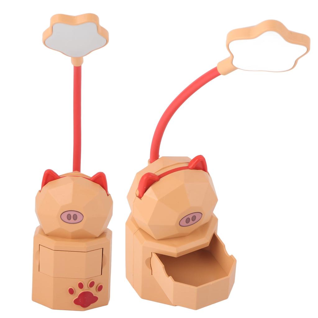LED Cartoon Pig Shape Table Lamp Kids Eye Protection Reading Lamp USB Charging Night Light for Bedroom