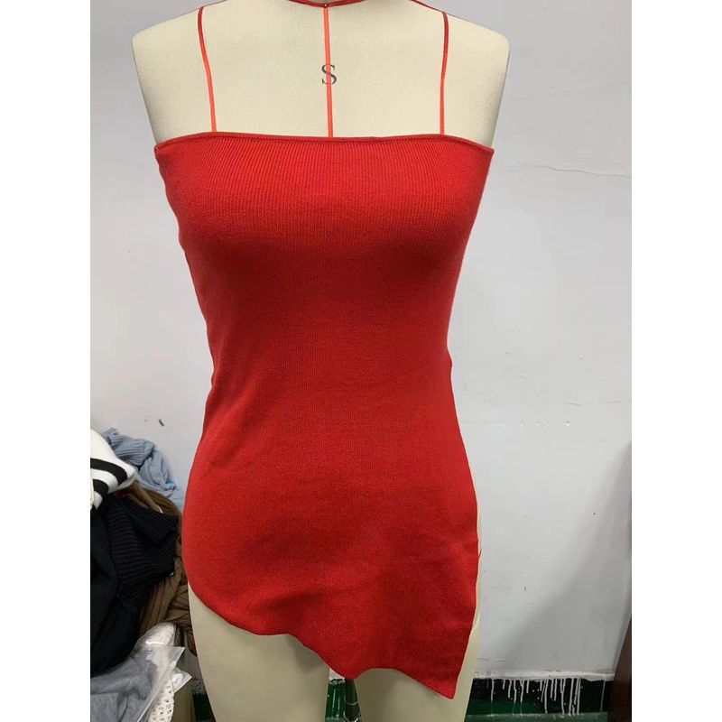 European and American New Sexy Strapless Solid Split Tube Top Top Sexy Knitted Chest Wrap Top