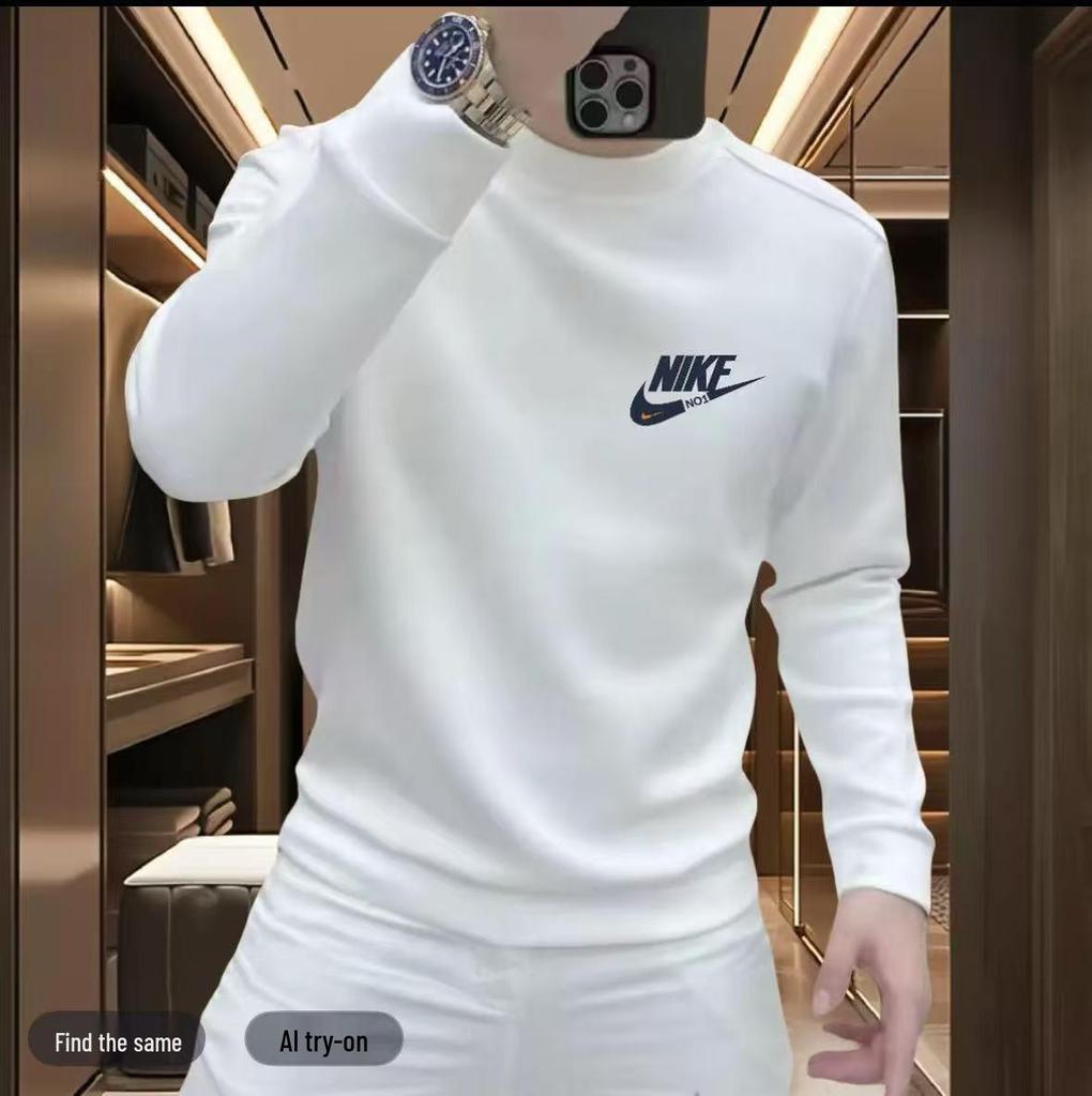 Modna luźna męska kurtka w stylu amerykańskim: Swobodna bluza z kapturem z długim rękawem i okrągłym dekoltem na jesień/zimę 2025