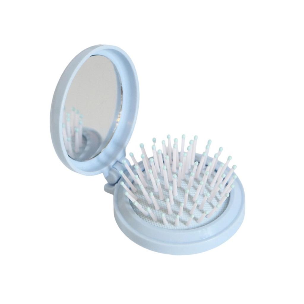 Folding Portable Small Comb With Makeup Mirror DIY Cushion Head Massage Comb Mirror