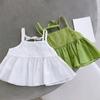 Girls Summer Solid Color Comfortable Breathable Halter Belt Blouse