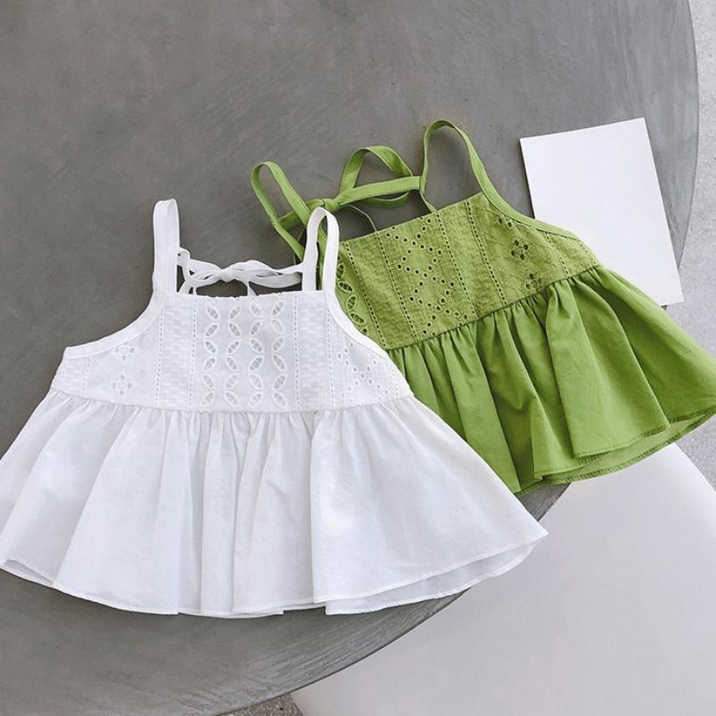 Girls Summer Solid Color Comfortable Breathable Halter Belt Blouse